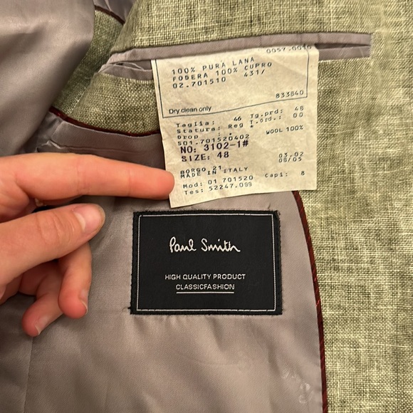 Paul Smith Jacket 48 Linen Green - Picture 4 of 4